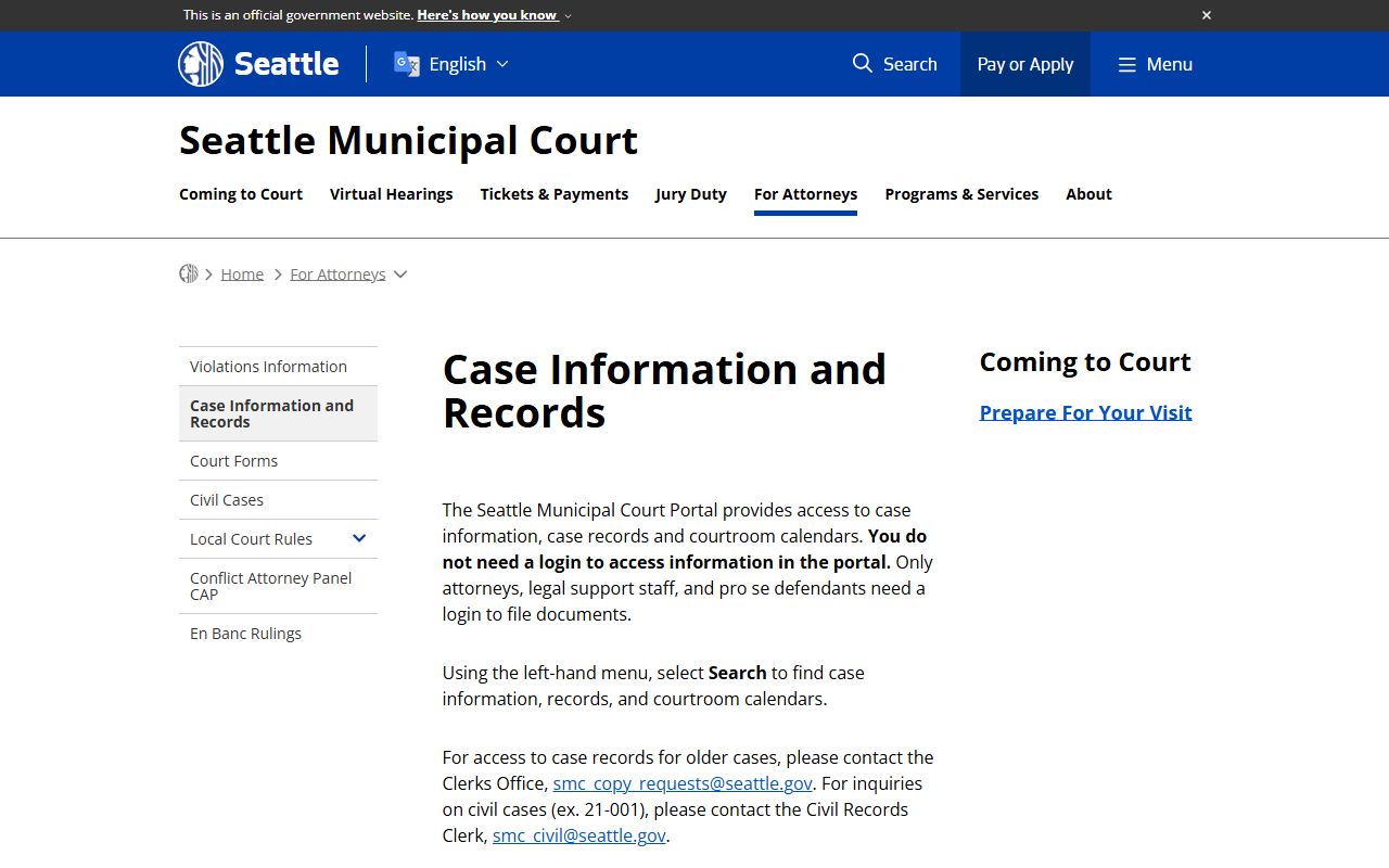Seattle 72 Hour Booking municipal court portal
