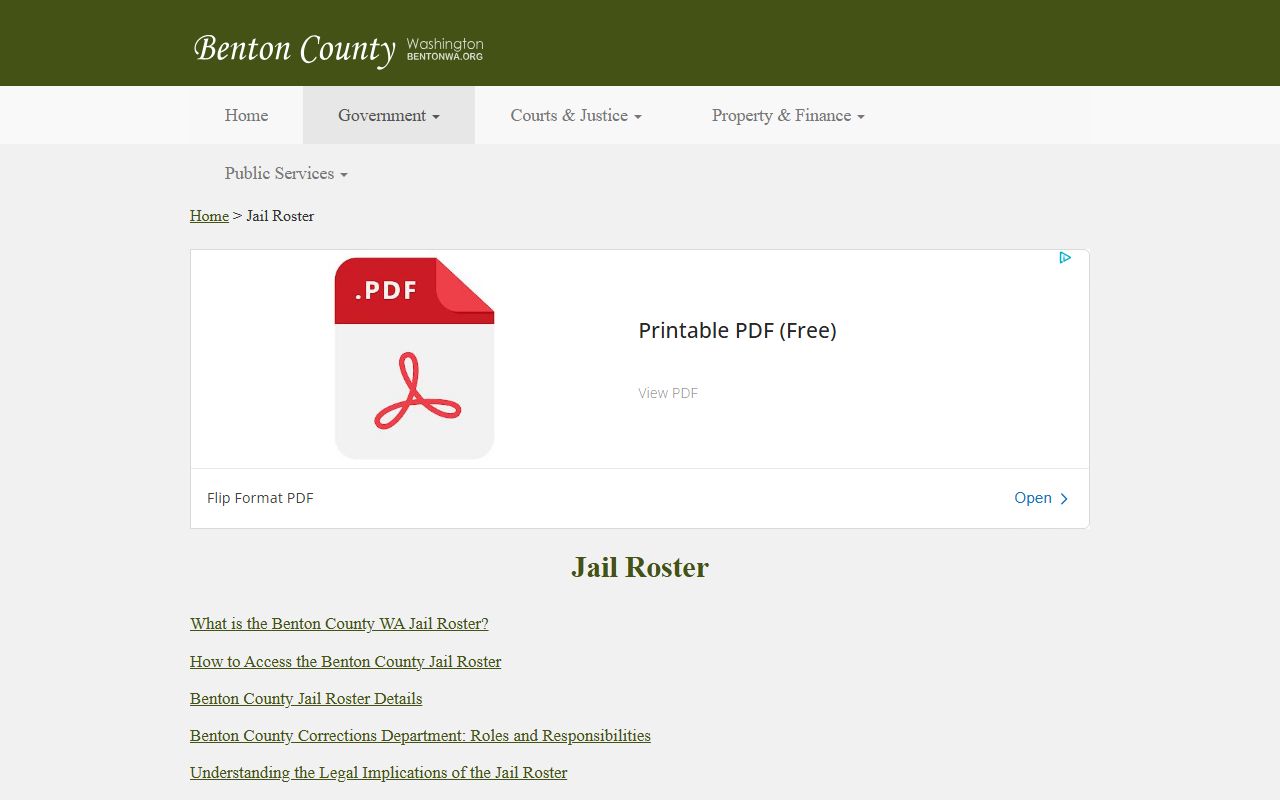 Benton County 72 Hour Booking jail roster
