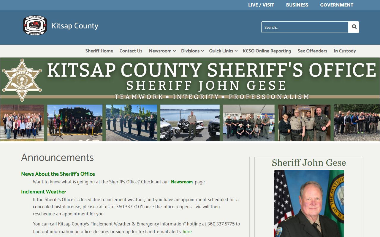 Kitsap County 72 Hour Booking Sheriff page