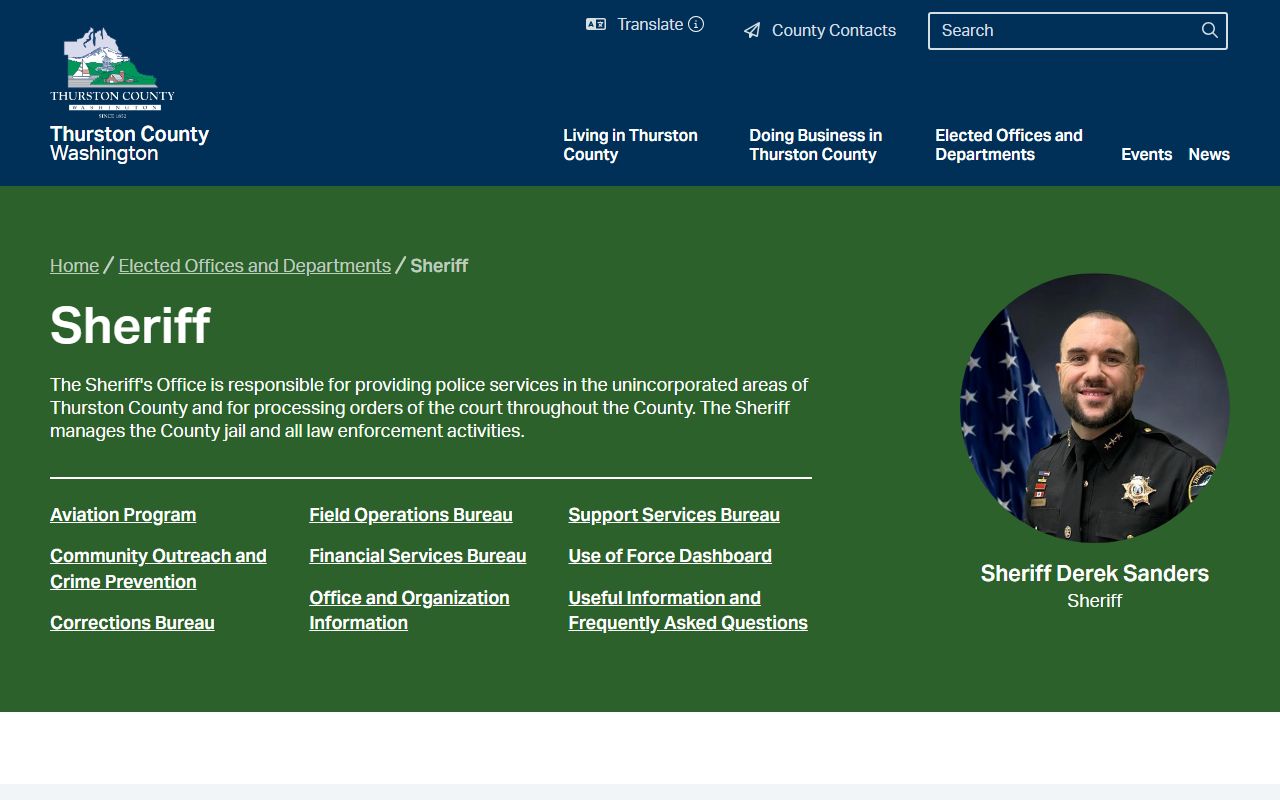 Thurston County Sheriff 72 Hour Booking page