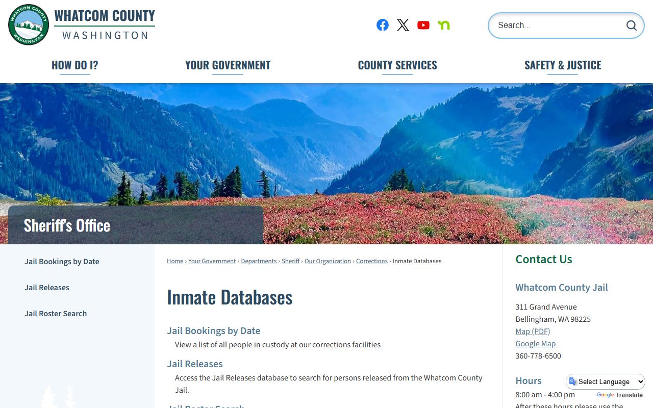 Whatcom County 72 Hour Booking inmate databases