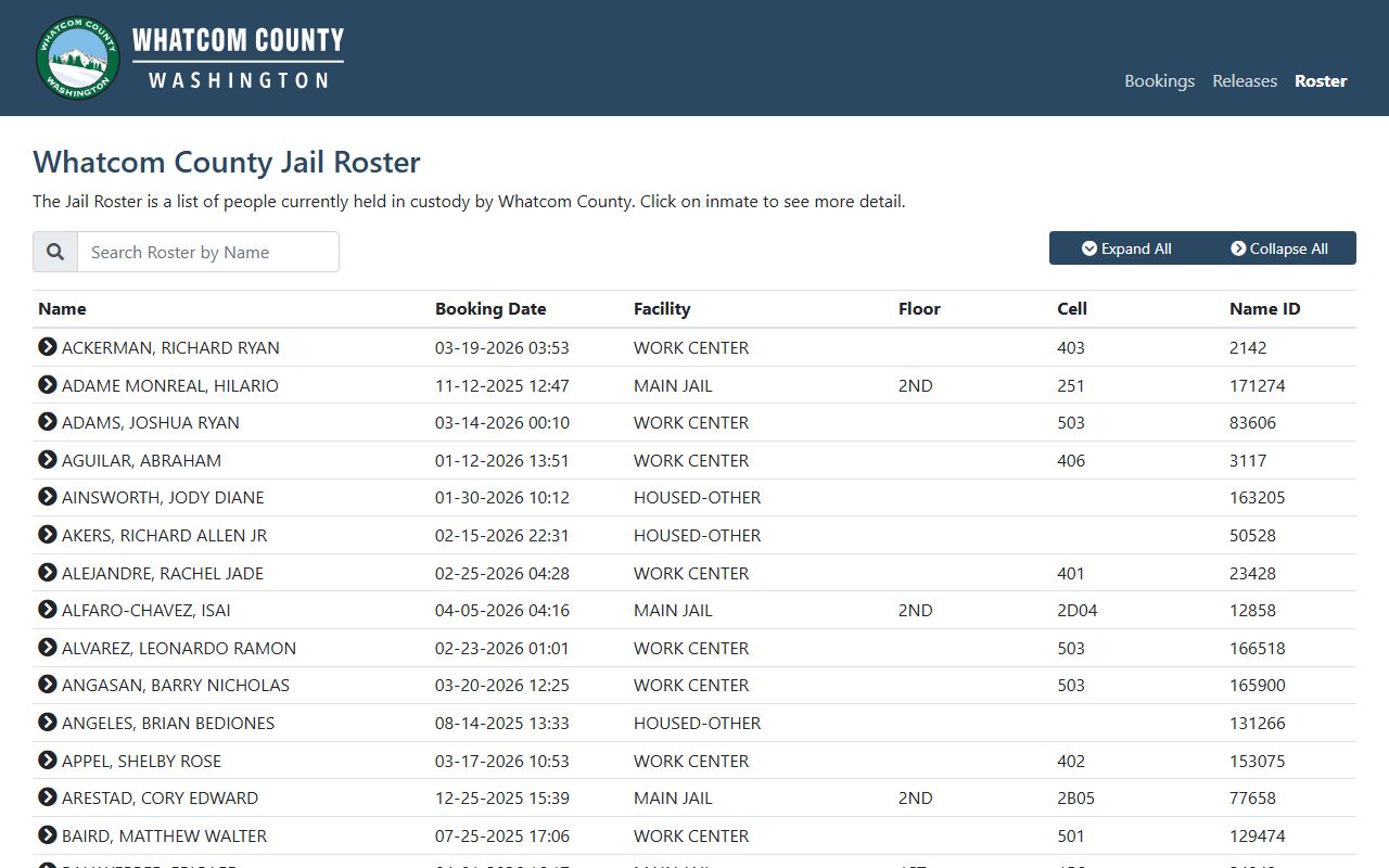 Whatcom County 72 Hour Booking jail roster