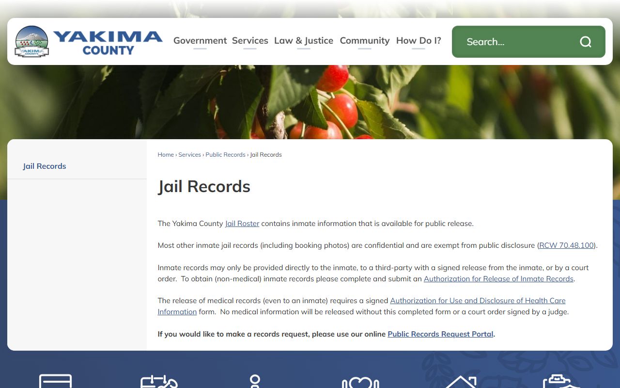 Yakima County 72 Hour Booking jail records information page