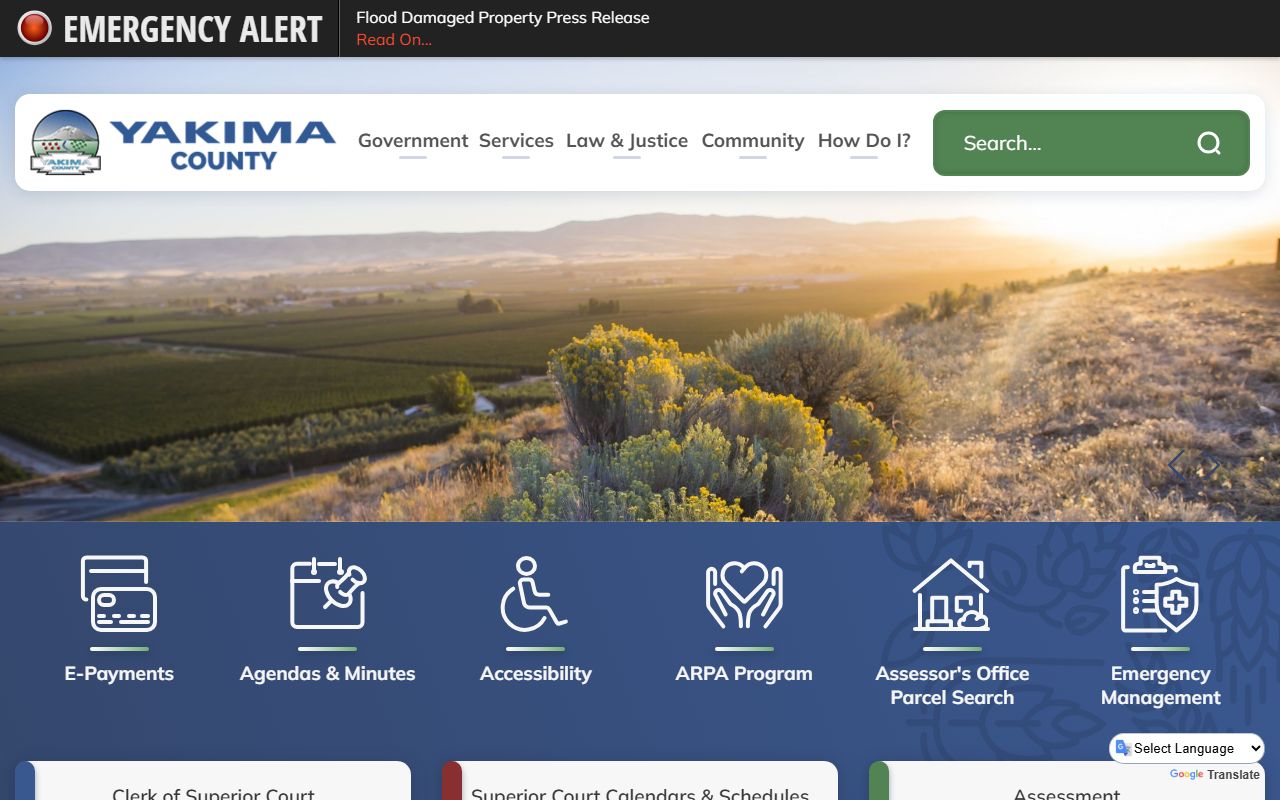 Yakima County 72 Hour Booking county website landing page
