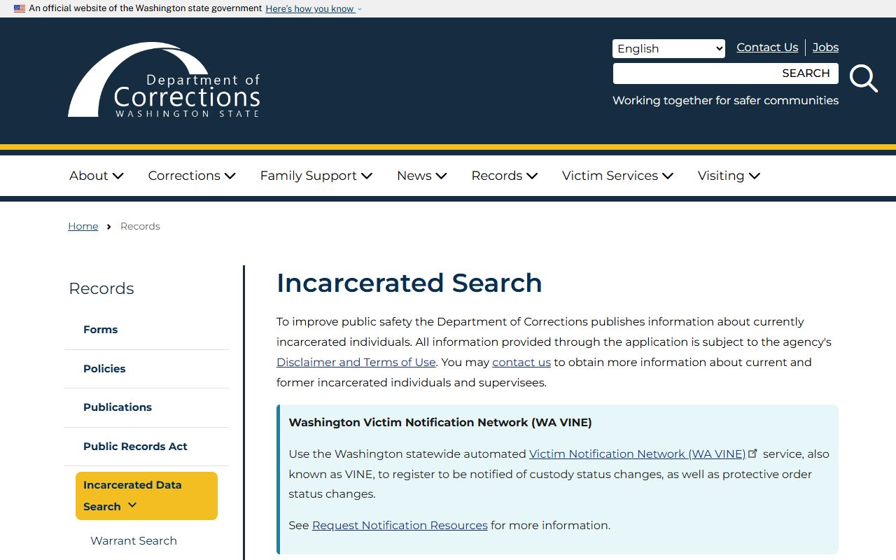 Washington 72 Hour Booking DOC inmate search