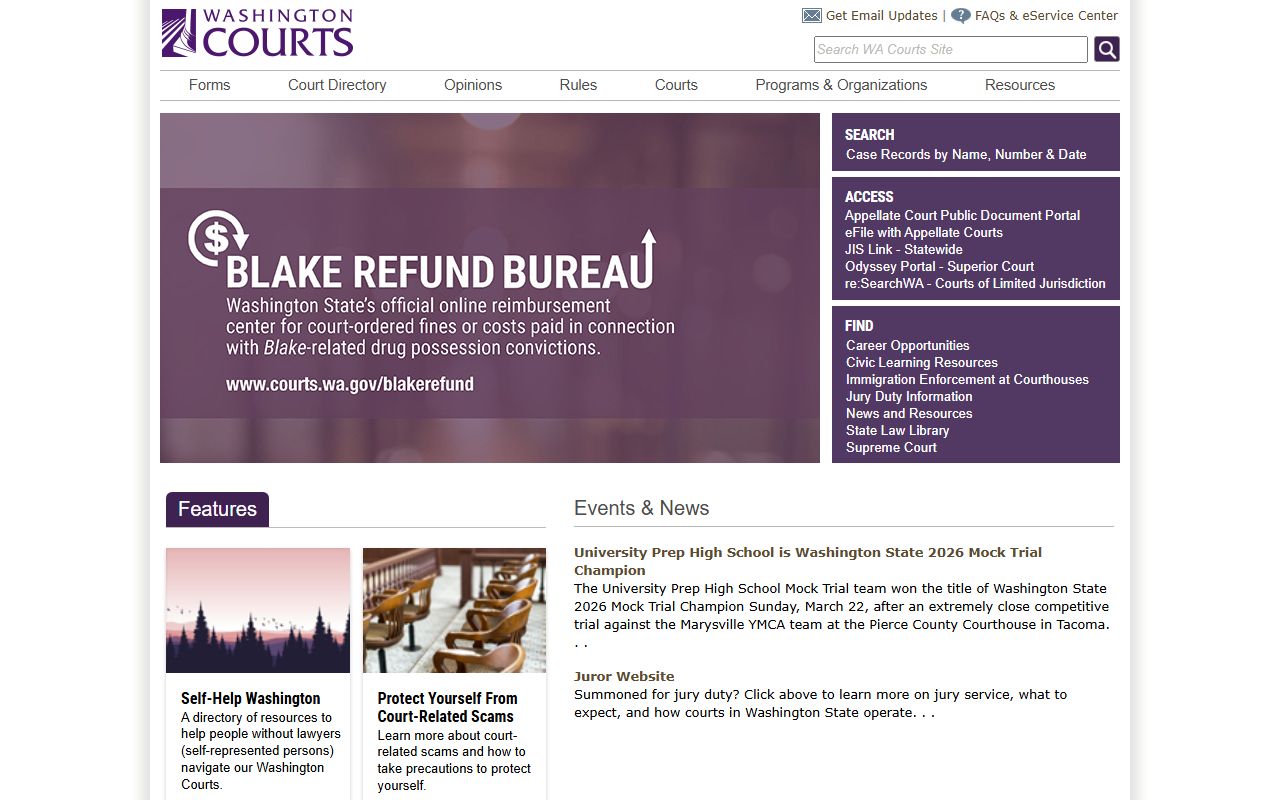 Washington 72 Hour Booking state courts portal